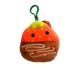 Scarlet Chocolate Strawberry 3.5" Clip Squishmallow Plush Keychain NWT